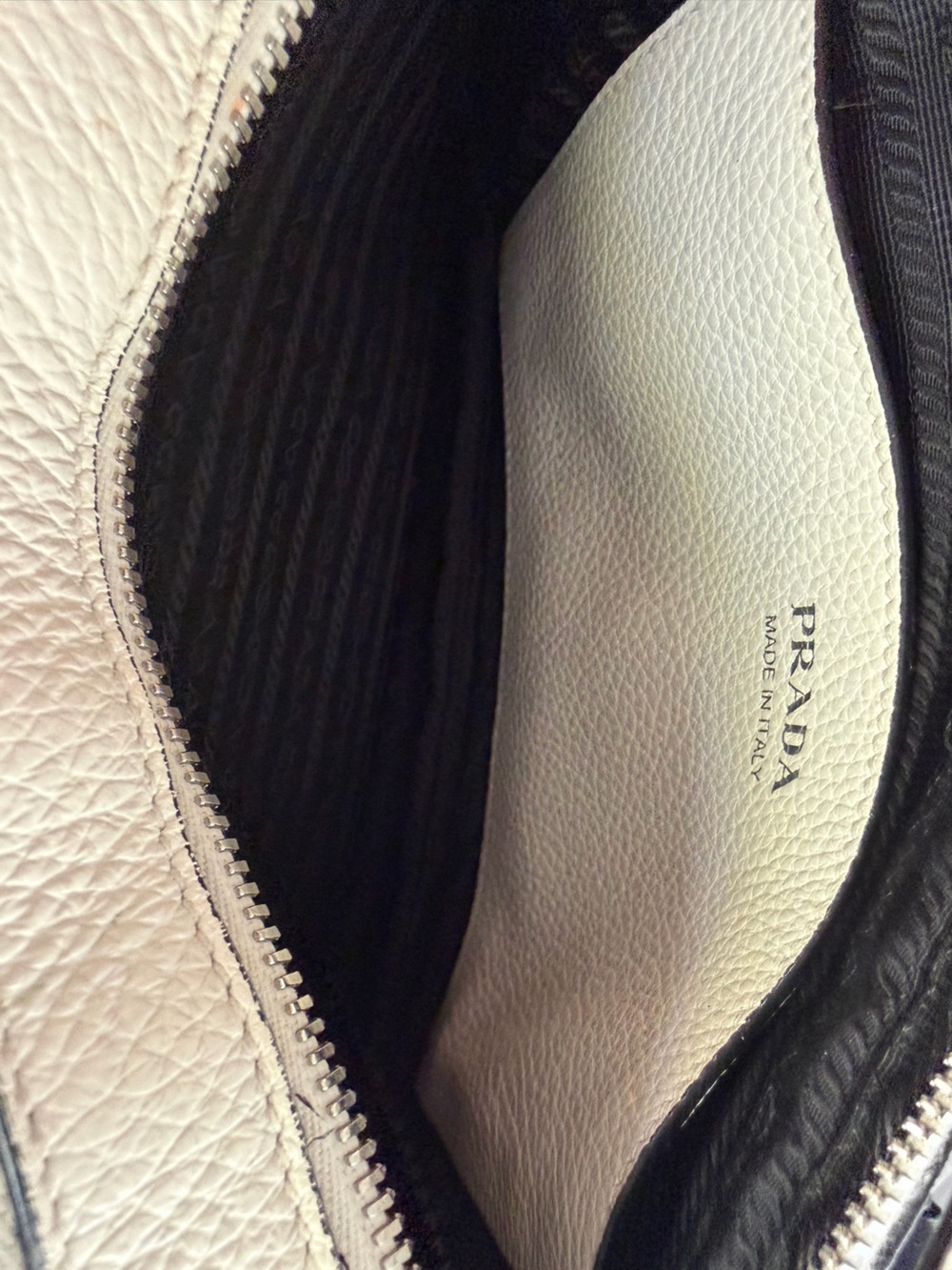 Prada Soft White Leather Crossbody Bag with Logo and Adjustable Leather strap - Picture 12 of 14